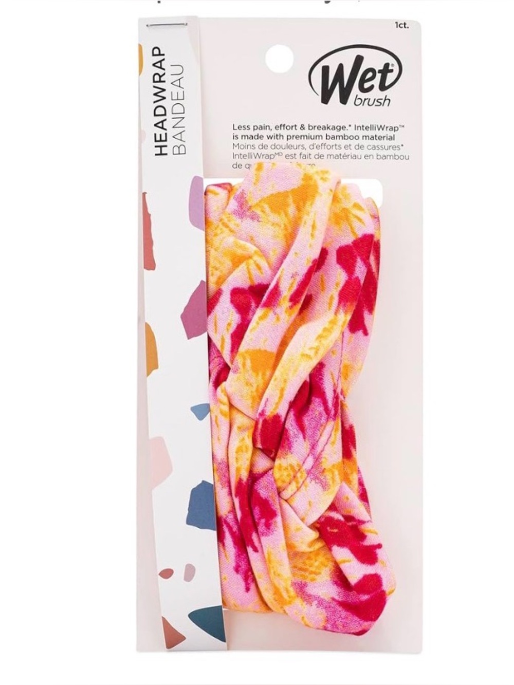 Wet Brush Eternity Headwrap Bandeau Pink Tie Dye, IntelliWrap